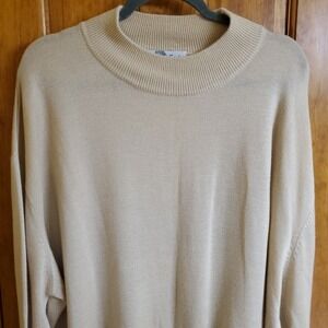 VTG Smokey Joe's 6XL Sweater Mens Tan Mock‎ Neck Acrylic Knit Big/Tall Pullover
